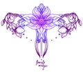 `Female magic` poster with symbol of uterus and lotus flowers